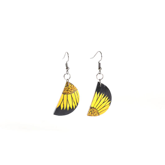 Sunny Sunflower Wooden Earrings
