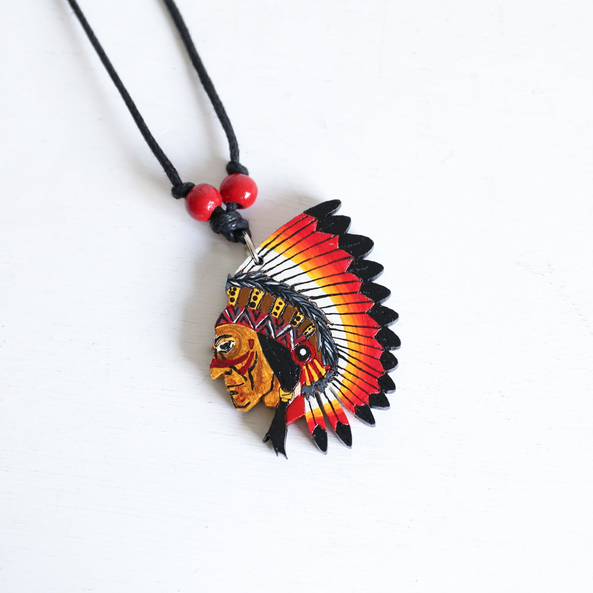 Red Indian Wooden Necklace