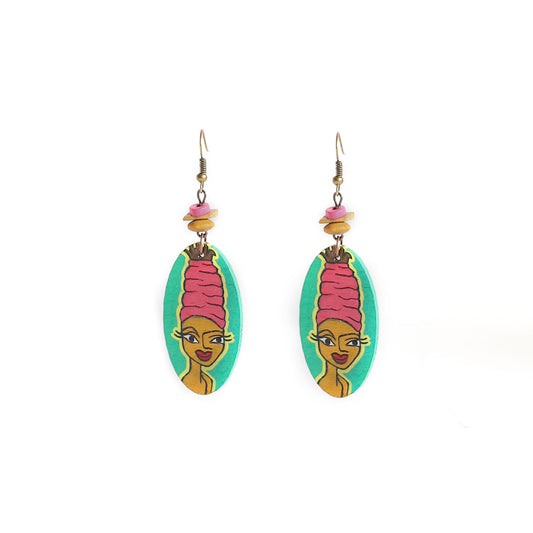 African Queen Wooden Earrings