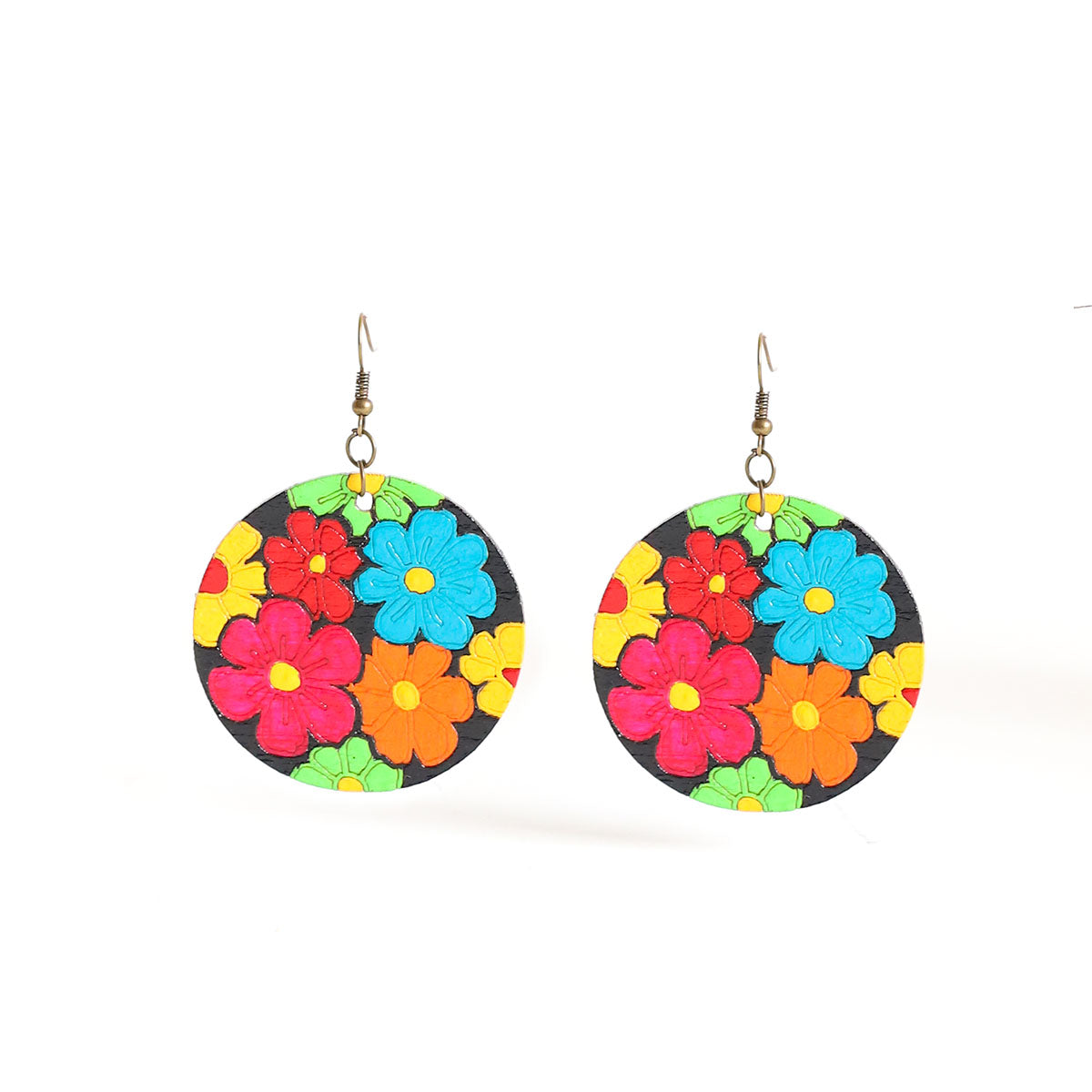 Rainbow Garden Wooden Earrings
