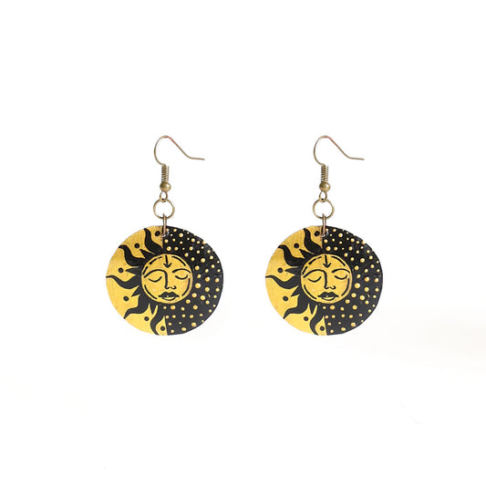 Sun Goddess Wooden Earrings