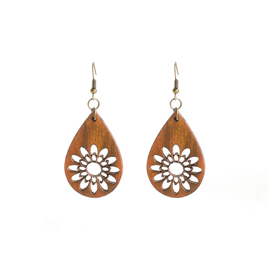Natural Bloom Wooden Earrings