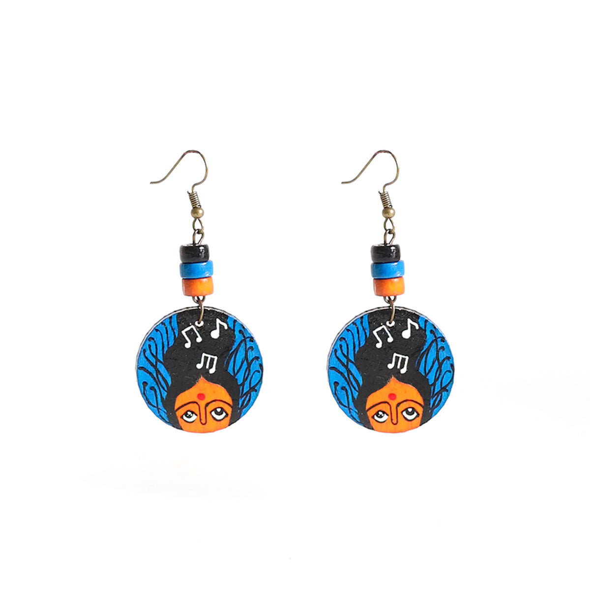 Blue African Wooden Earrings