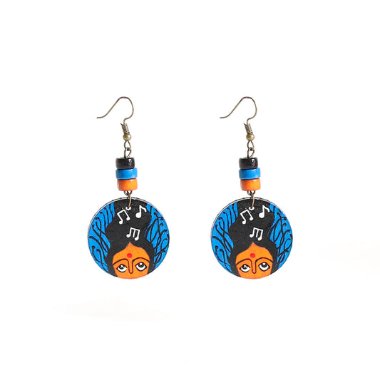 Blue African Wooden Earrings