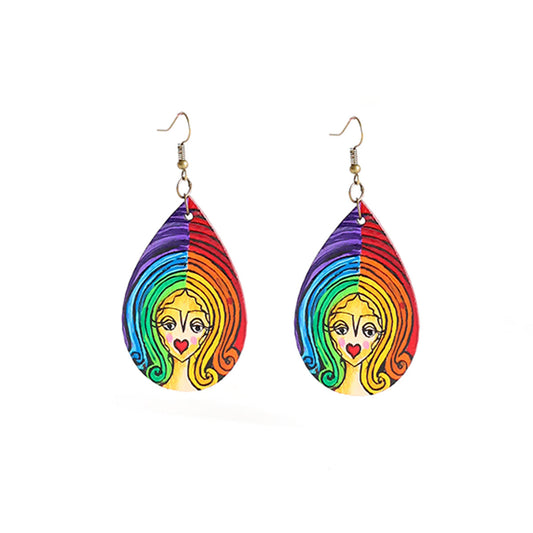 Vibrant Women Wooden Earrings