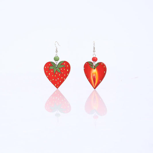 Strawberry Wooden Earrings