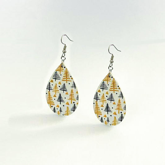 Snow Pine Wooden Earrings