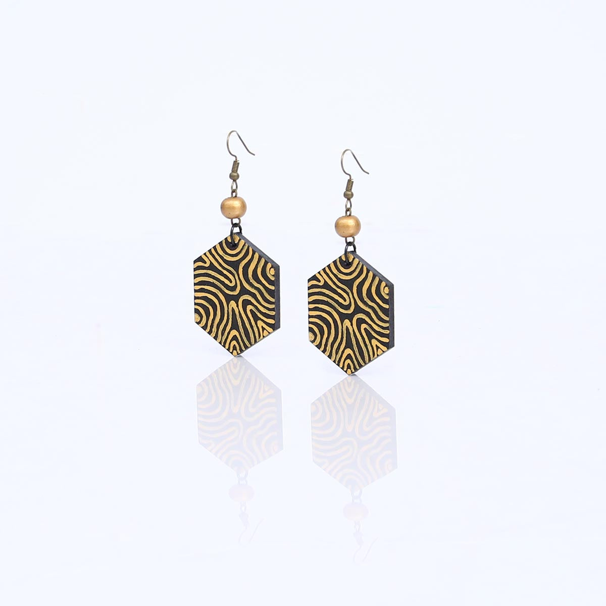 Abstract lines Wooden Earrings