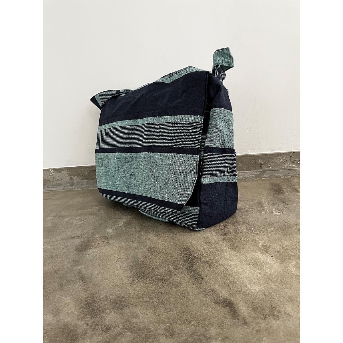 Blue Striped Handloom Laptop Bag