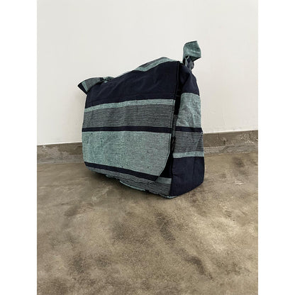 Blue Striped Handloom Laptop Bag