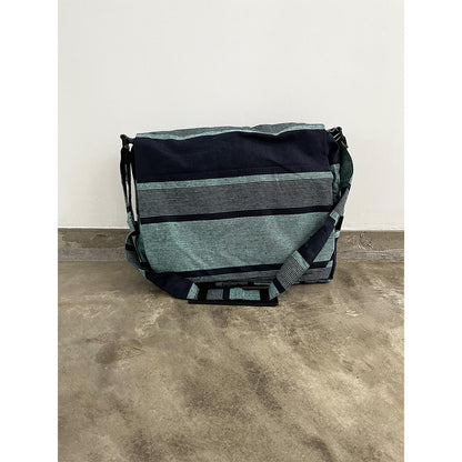 Blue Striped Handloom Laptop Bag
