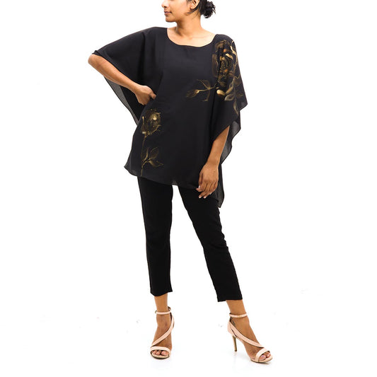 Chiffon hand painted poncho top