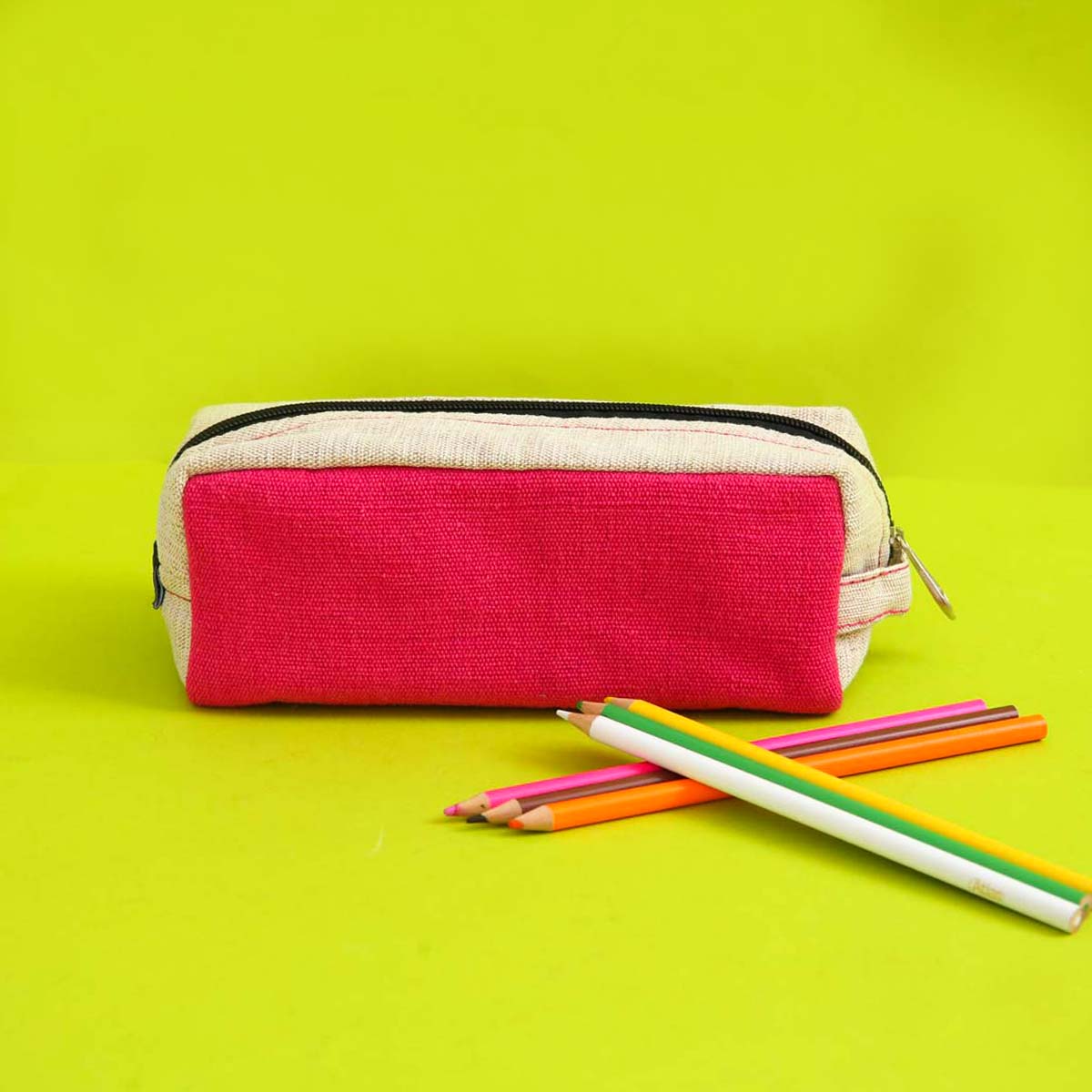 Pinkish Handloom Pencil Case | Who We Are