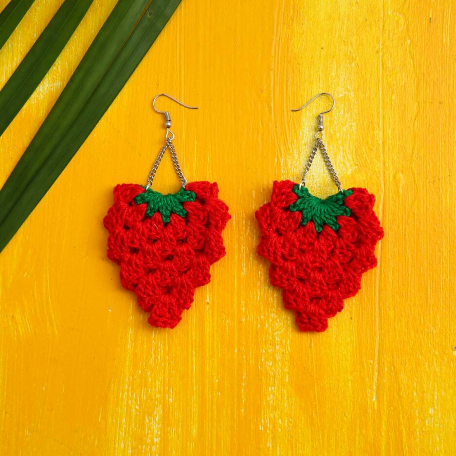 Strawberry Crochet Earrings | Who We Are